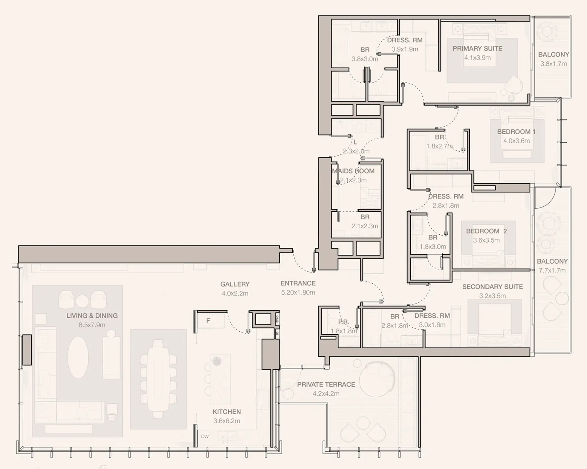Jumeirah Residences Emirates Towers 4 bed floor plan, 3,472 sqft