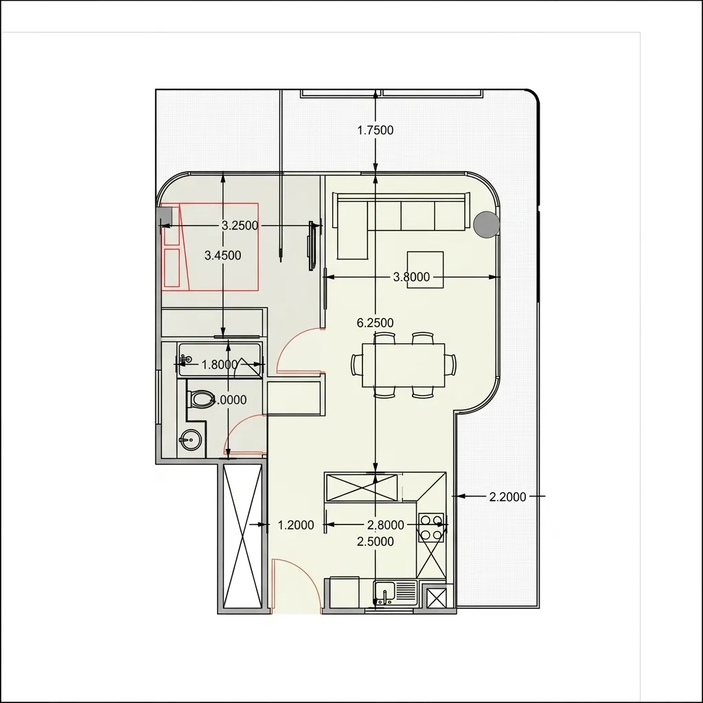 Dolce Residences by Wyndham 1 bed floor plan, 750 sqft