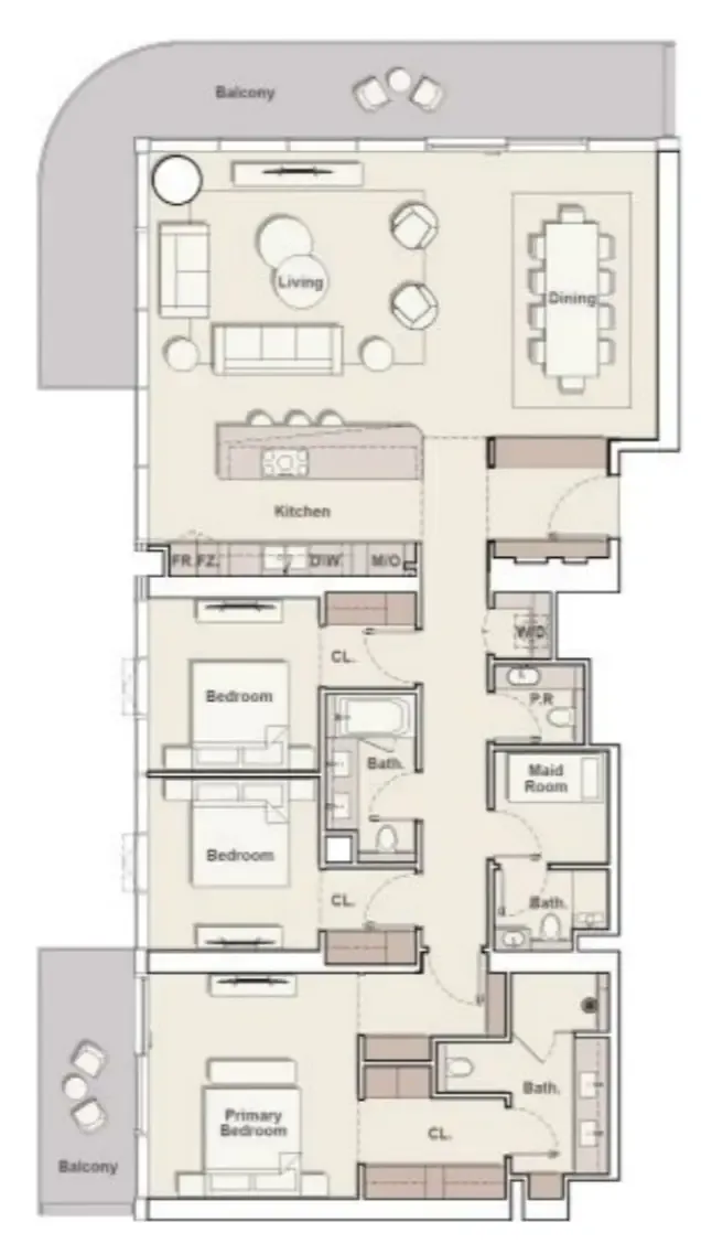 The Meriva Collection 3 bed floor plan, 2,336 sqft