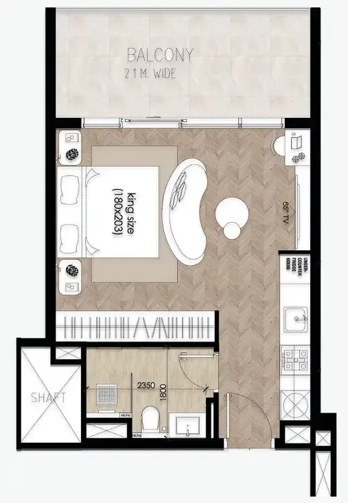 Solcasa Residence Studio floor plan, 451 sqft