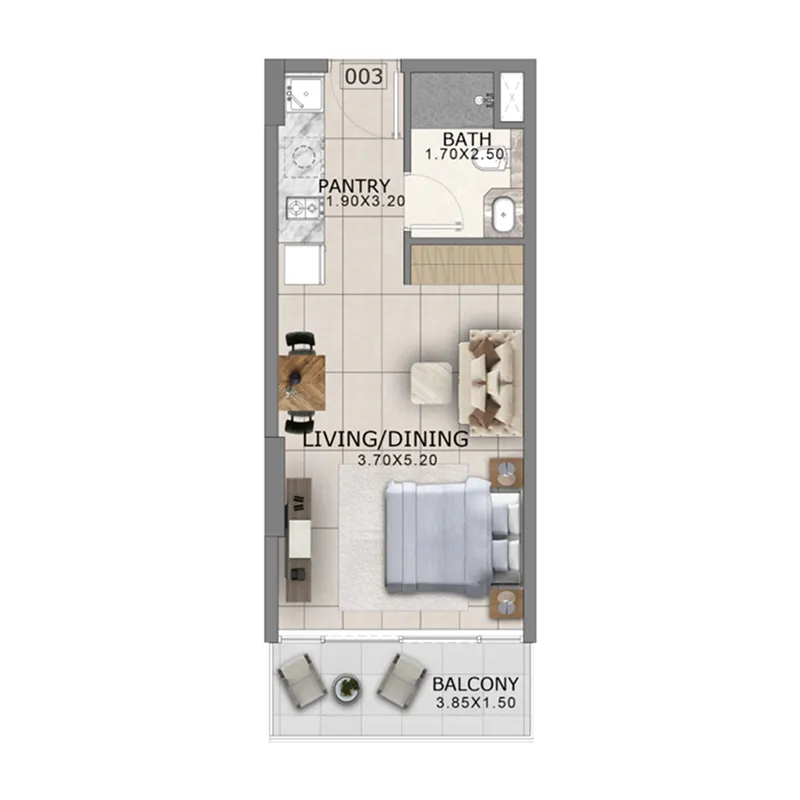 Arlington Park 2 Studio floor plan, 420 sqft