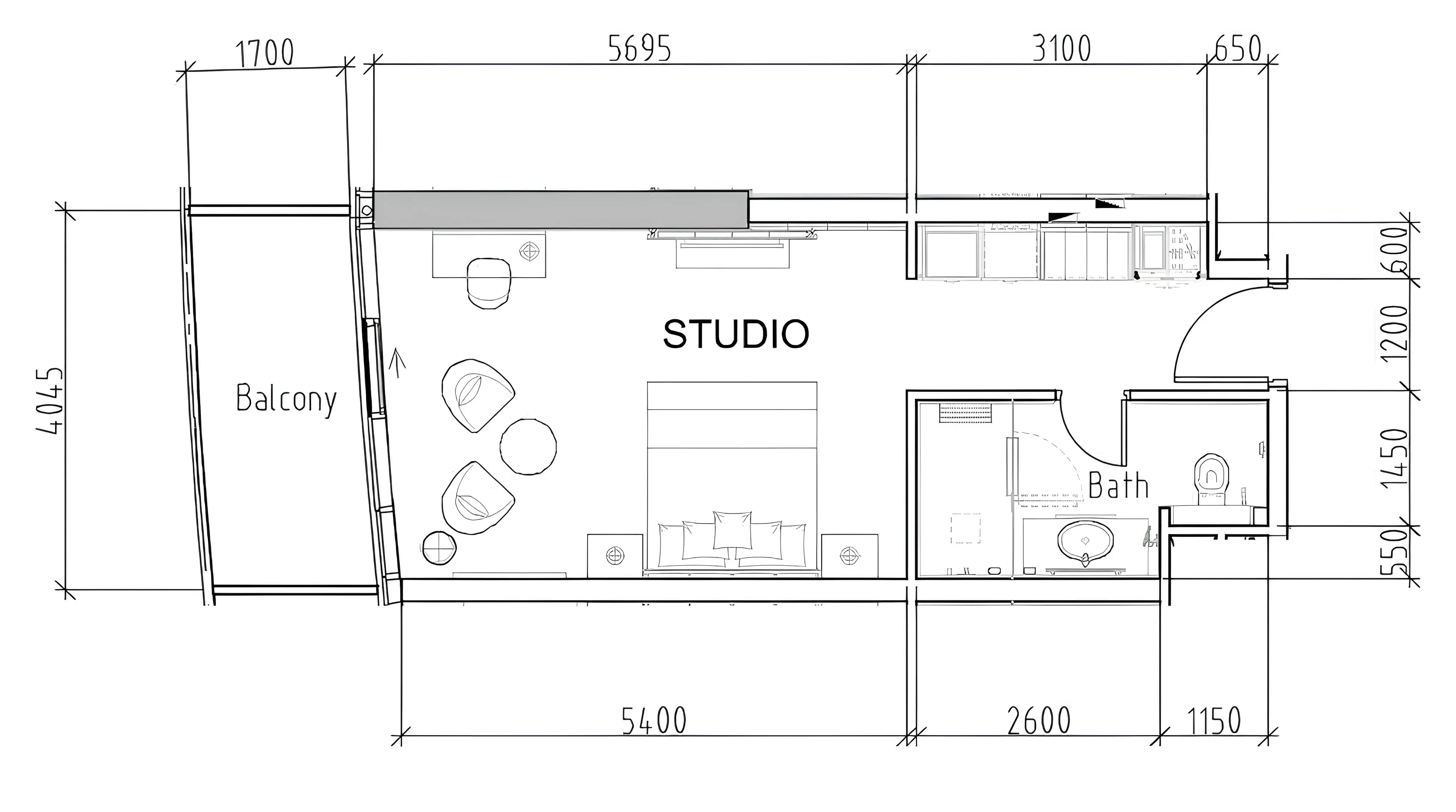 Damac Hills - Artesia Studio floor plan, 490 sqft