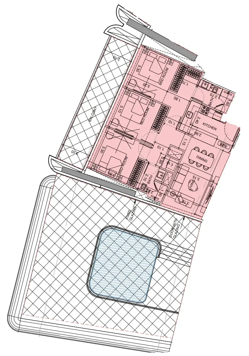 Vision Iconic 3 bed floor plan, 2,566 sqft