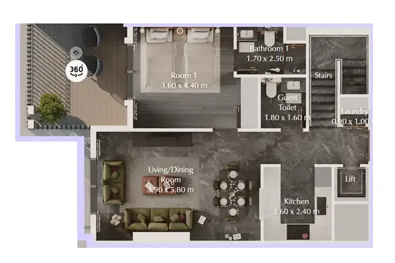 Bab Al Qasr Garden Residences 65 3 bed floor plan, 1,562 sqft