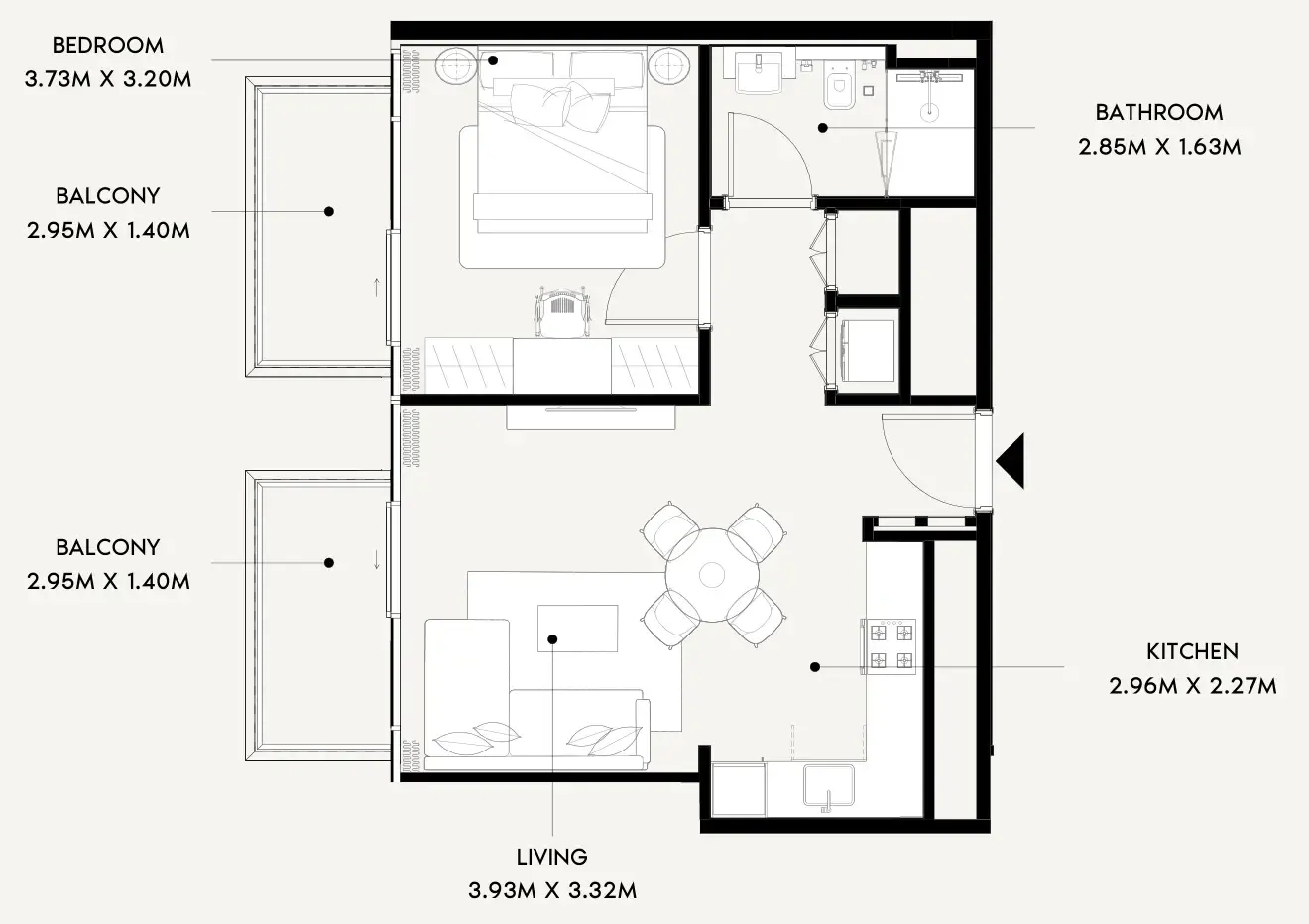 Azizi Wares 1 bed floor plan, 622 sqft