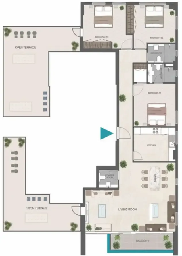 Eden Golf Views 1 3 bed floor plan, 2,340 sqft