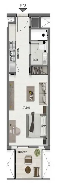 Avana Residences Studio floor plan, 395 sqft