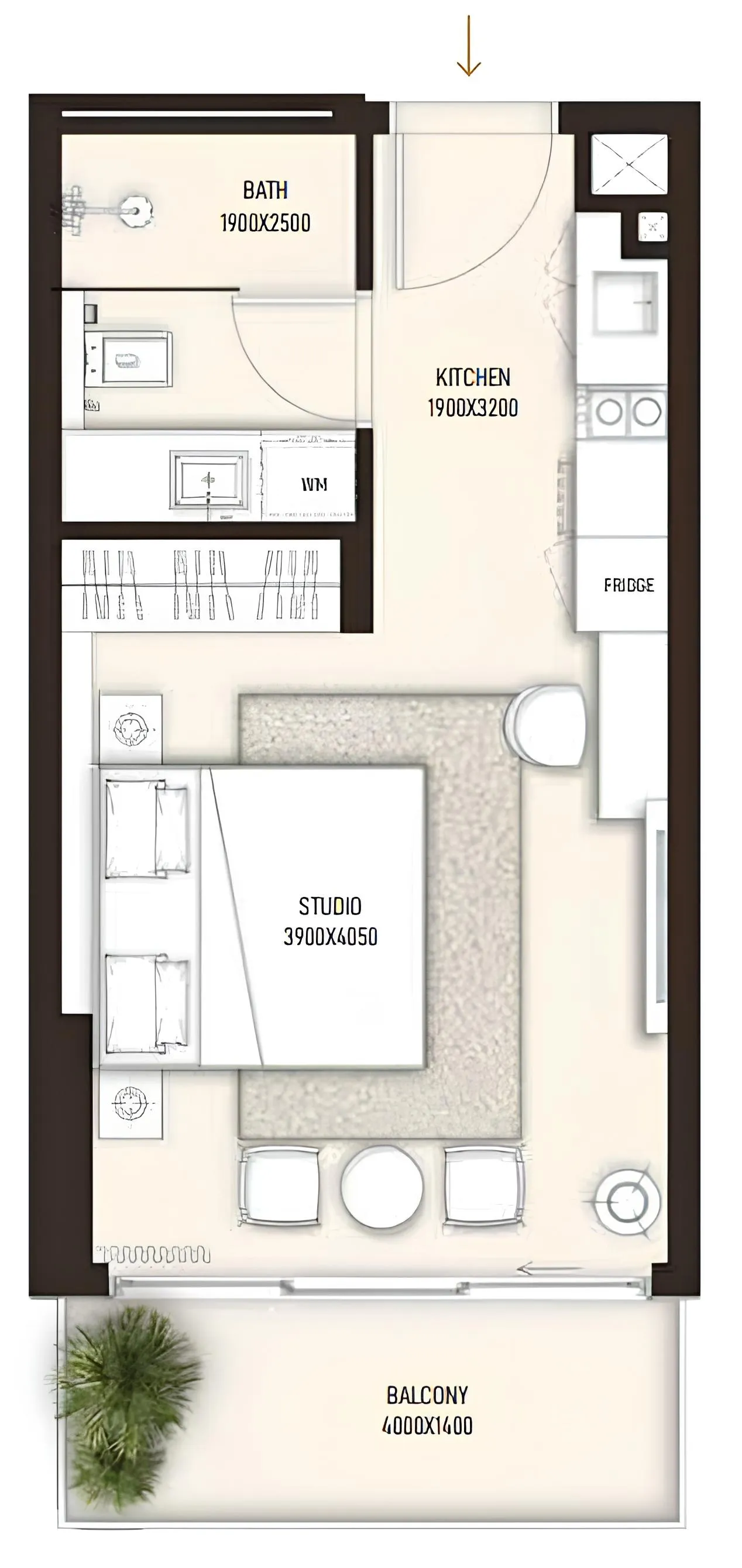 Condor Golf Links 18 Studio floor plan, 382 – 394 sqft