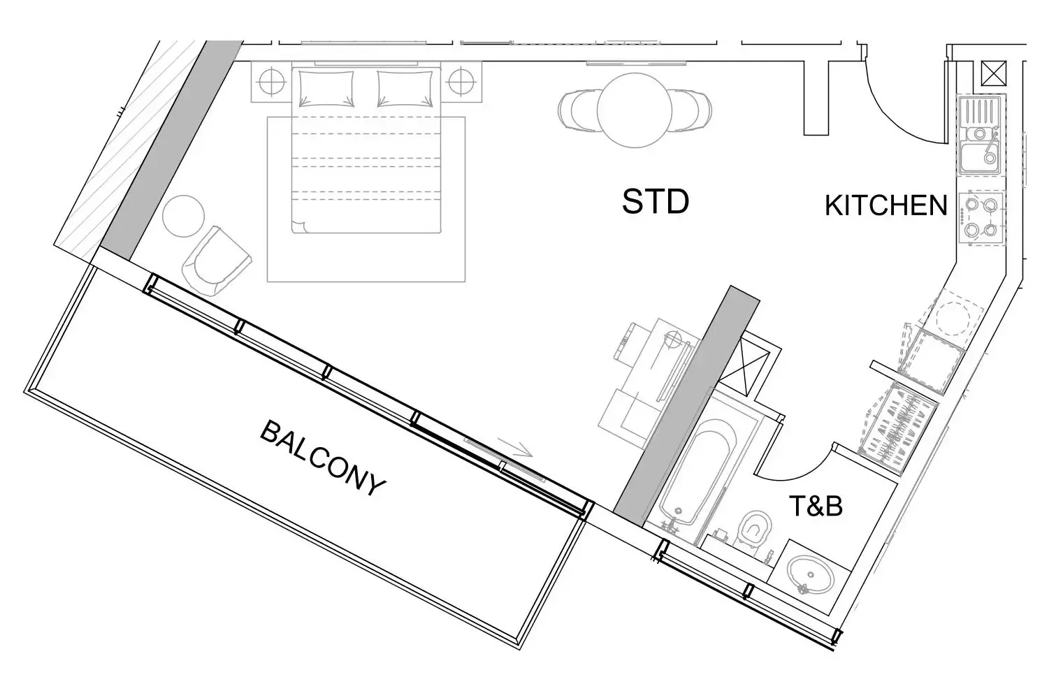 Damac Hills - Artesia Studio floor plan, 673 sqft