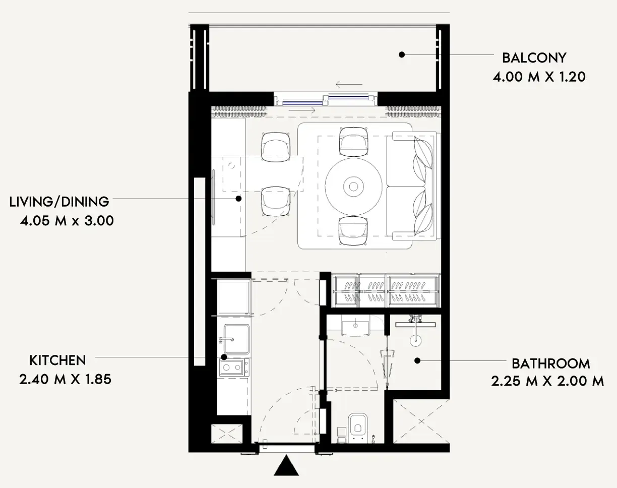 Azizi Lina Studio floor plan, 327 sqft