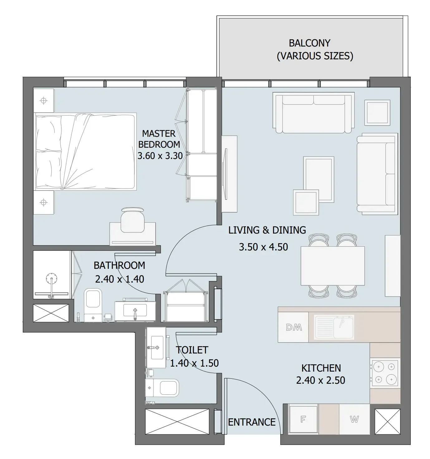 Verdana IV 1 bed floor plan, 539 – 734 sqft