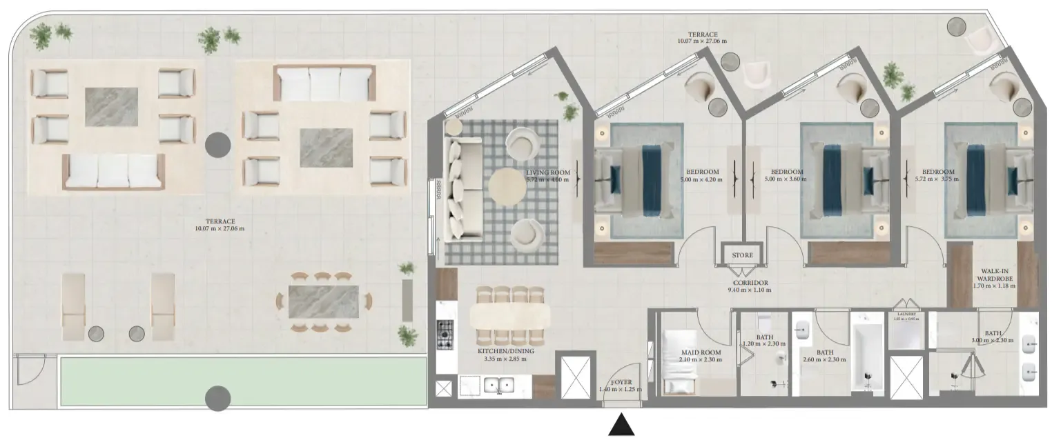 Fior 1 3 bed floor plan, 2,973 sqft