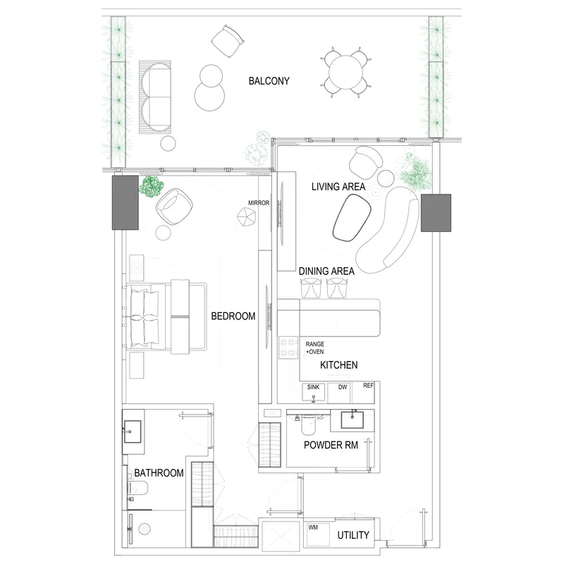 Fortune Bay Residences 1 bed floor plan, 982 – 1,430 sqft