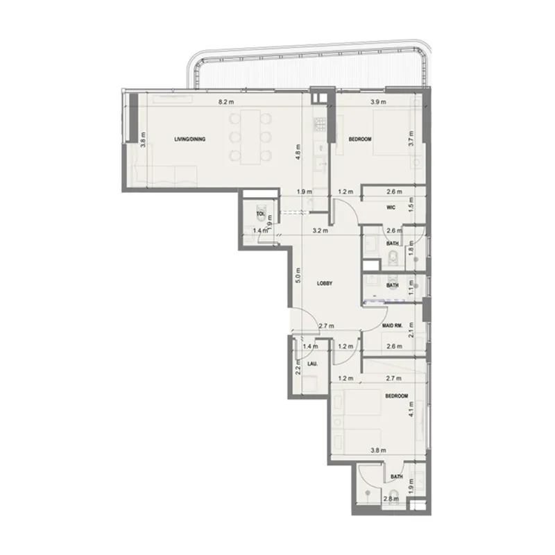 Blue Marina Residence 2 bed floor plan, 1,398 sqft
