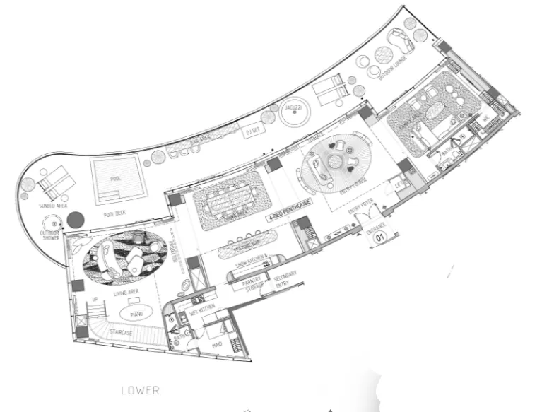 Damac Bay 4 bed floor plan, 9,985 sqft