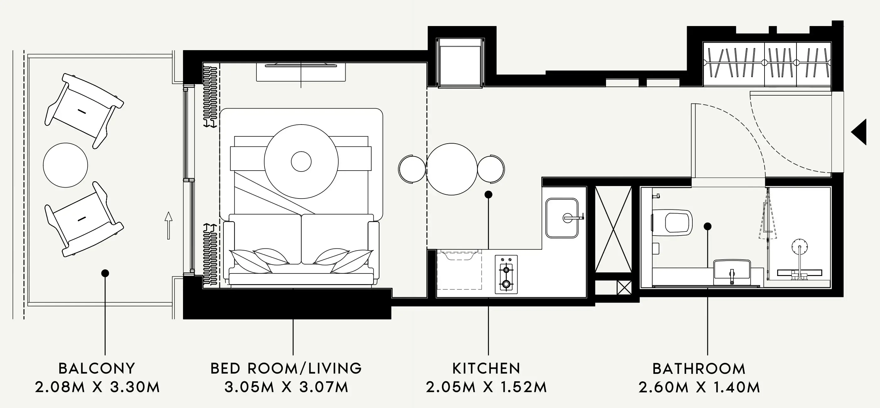 Azizi Venice Studio floor plan, 386 sqft