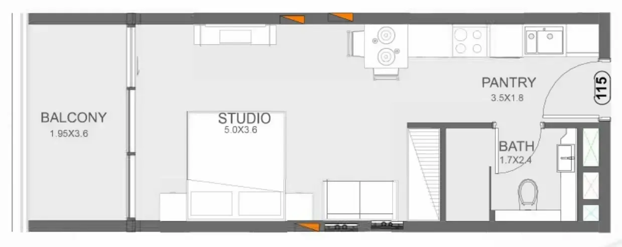 Floarea Oasis Studio floor plan, 426 sqft