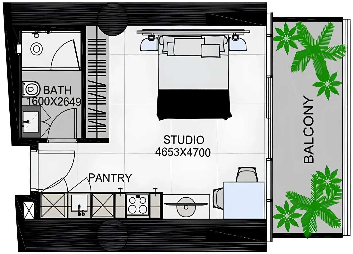 The Community Sports Arena Studio floor plan, 488 sqft
