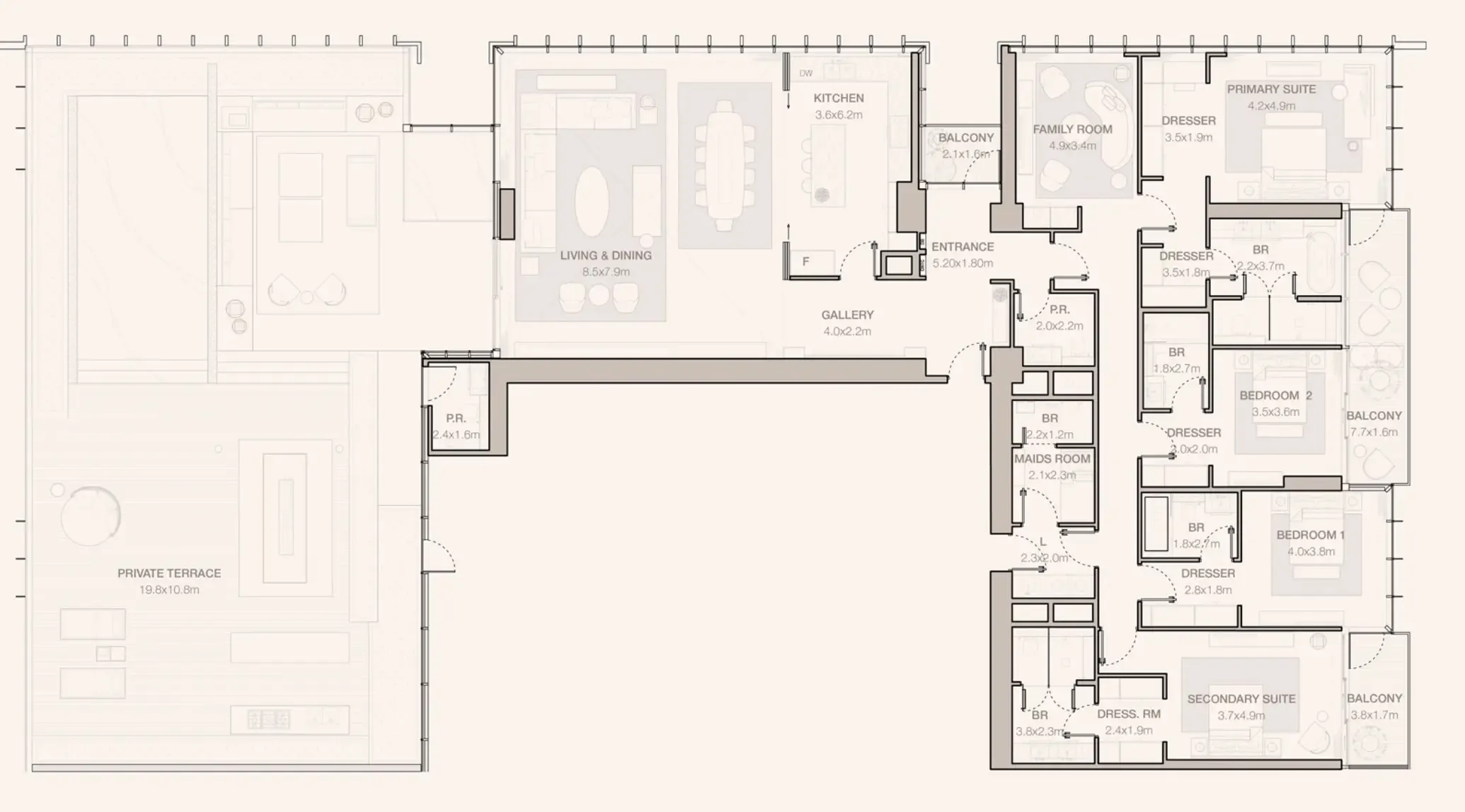 Jumeirah Residences Emirates Towers 4 bed floor plan, 6,365 sqft