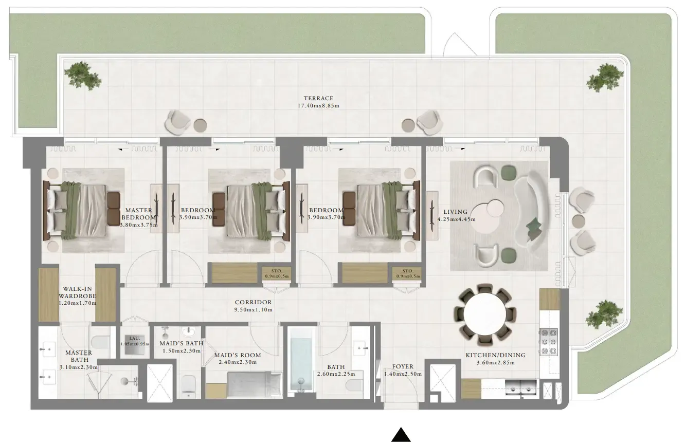 Sera 1 3 bed floor plan, 2,050 sqft