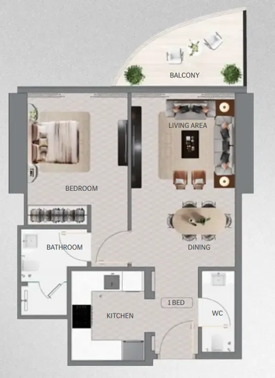 Maybach Ultimate Luxury 1 bed floor plan, 617 sqft