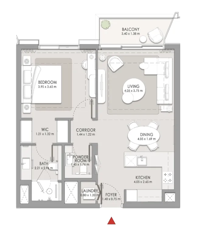 City Walk Crestlane 1 bed floor plan, 844 sqft