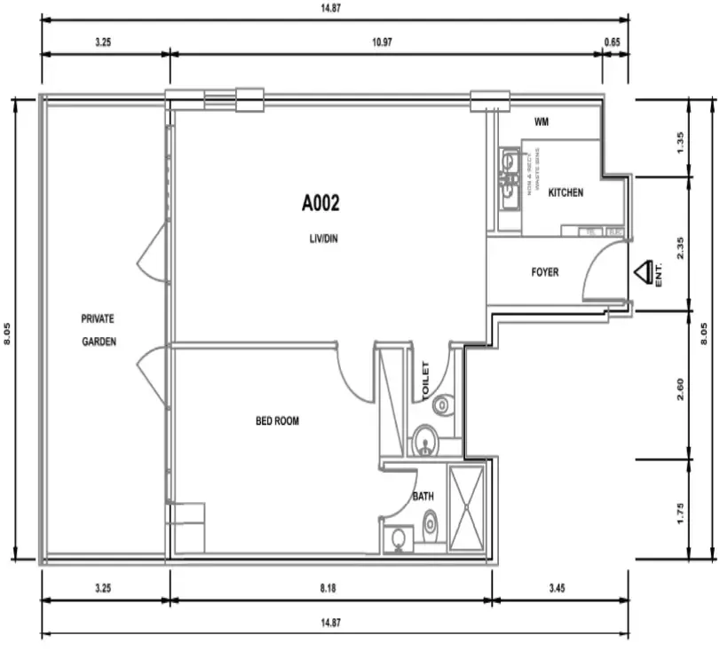 Parkwood Residences 1 bed floor plan, 1,104 sqft