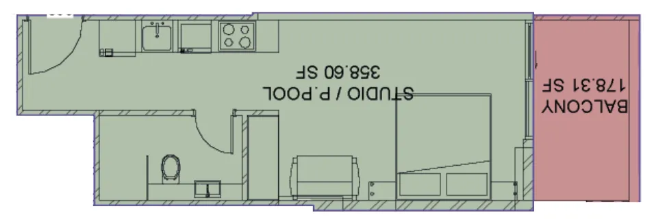 Samana Santorini Studio floor plan, 545 sqft