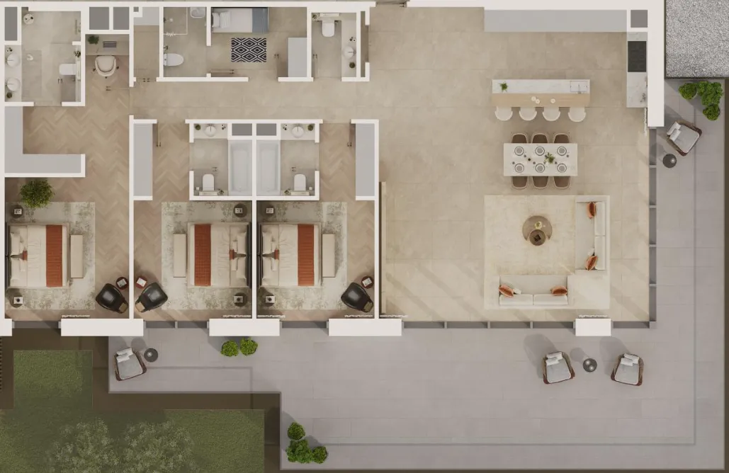 Sama Yas 3 bed floor plan, 3,202 sqft