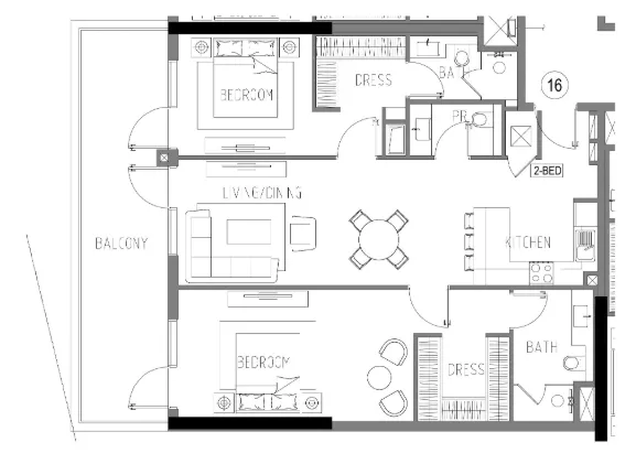 Damac Riverside Views 2 bed floor plan, 1,166 – 1,336 sqft