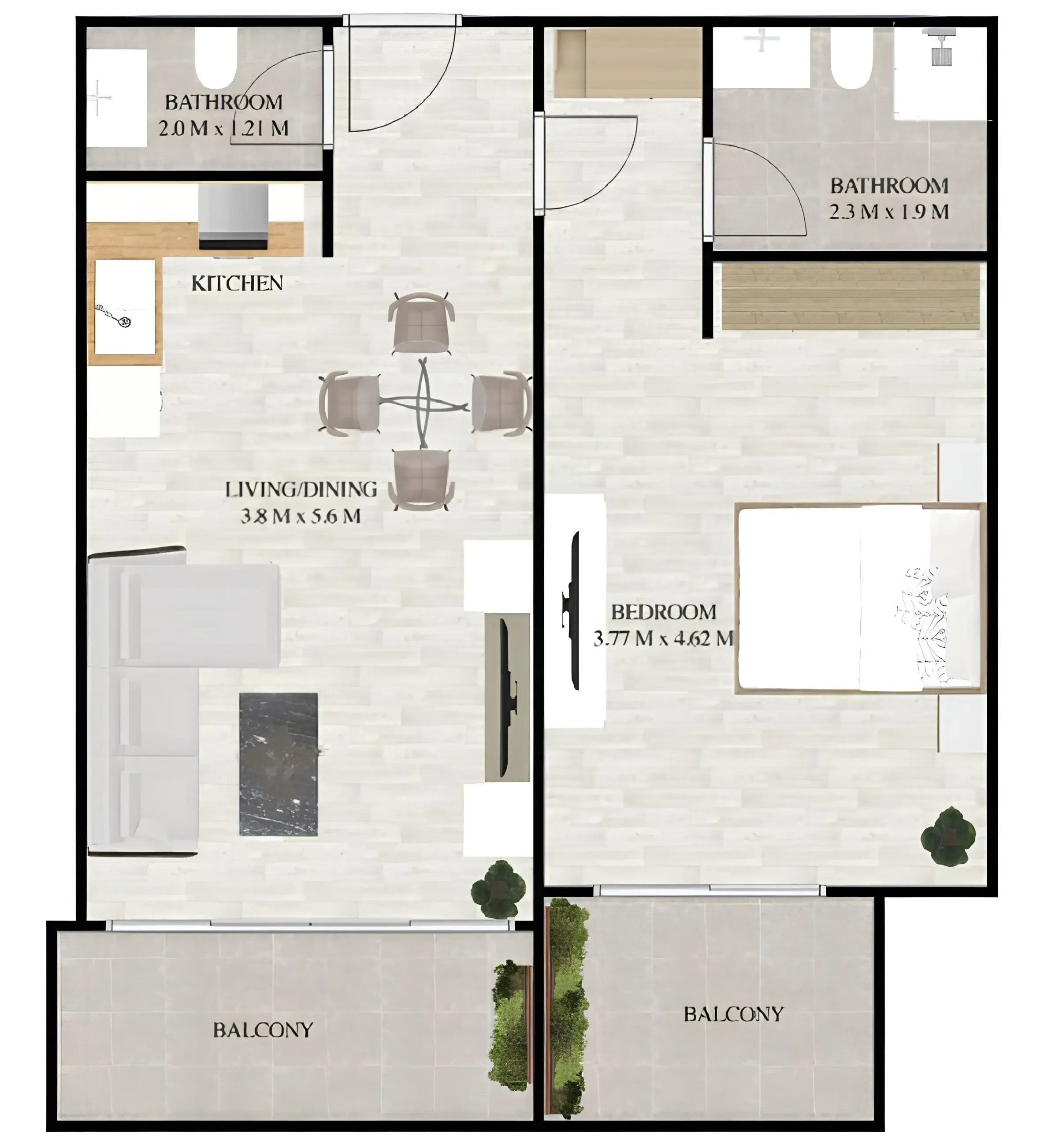 Maimoon Gardens 1 bed floor plan, 811 sqft