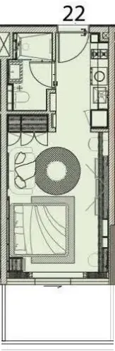 Cove Edition 6 Studio floor plan, 414 sqft