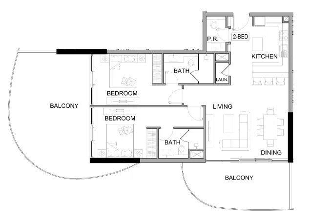 Damac Lagoons Views Phase 2 2 bed floor plan, 1,512 sqft