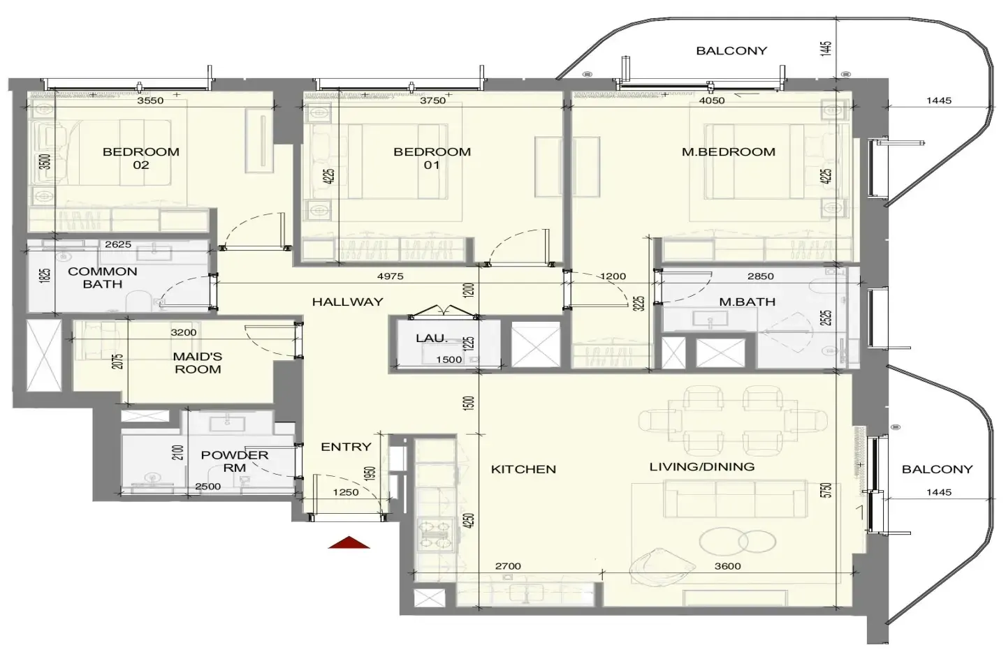 Takaya 3 bed floor plan, 1,692 sqft