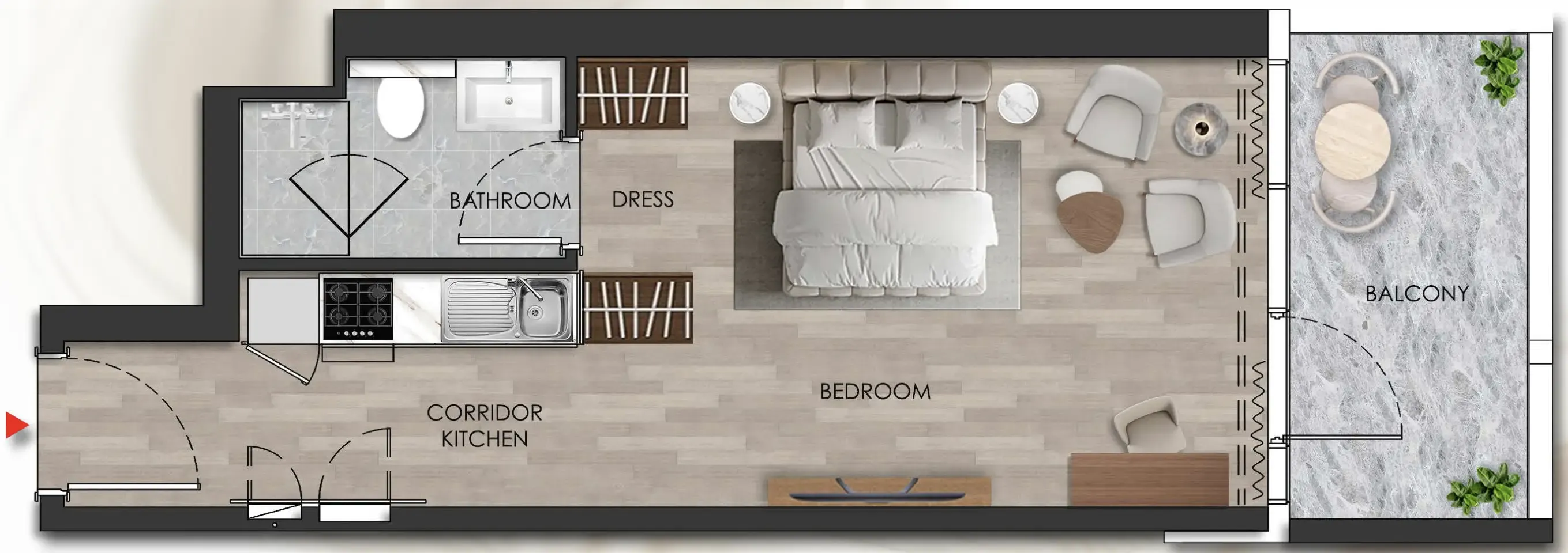 Island Heights Studio floor plan, 500 sqft