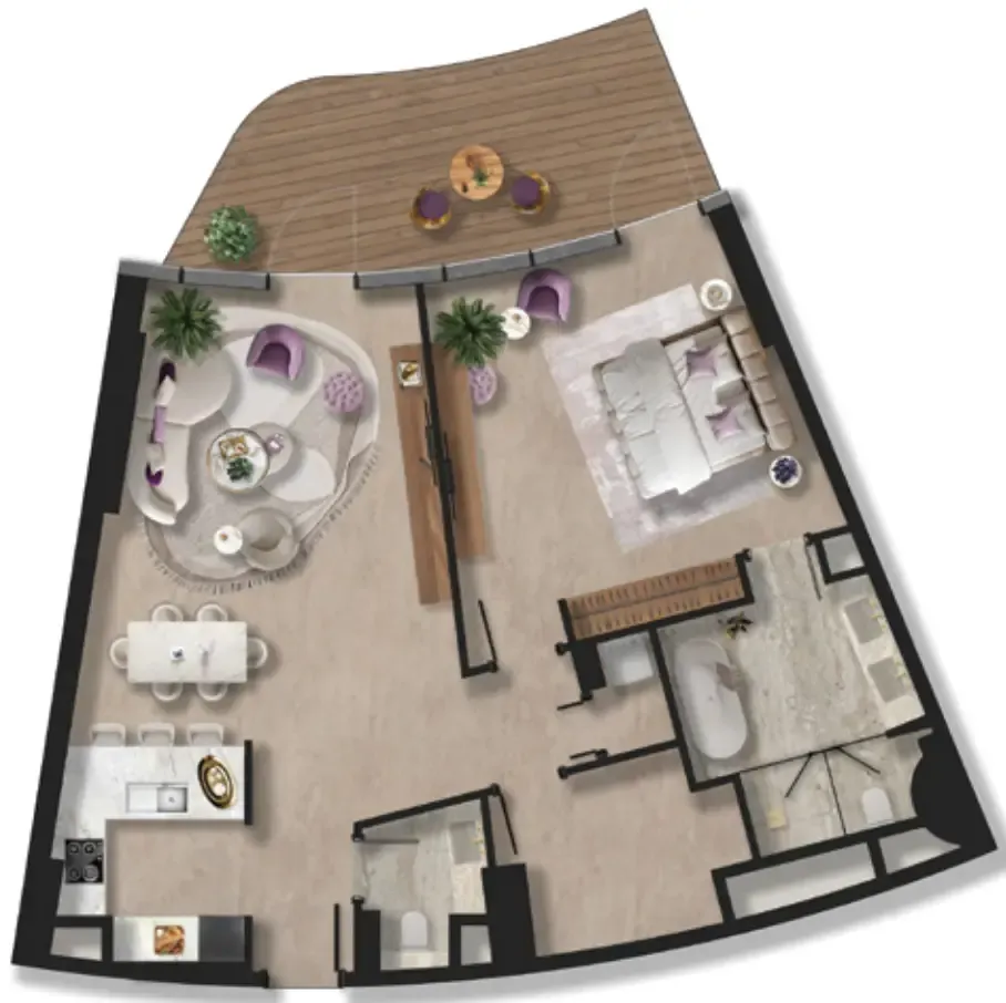 Taj Wellington Mews 1 bed floor plan, 1,224 sqft