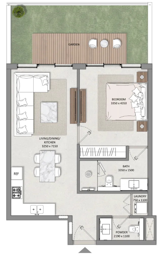 Mayfair Nexus 1 bed floor plan, 821 sqft
