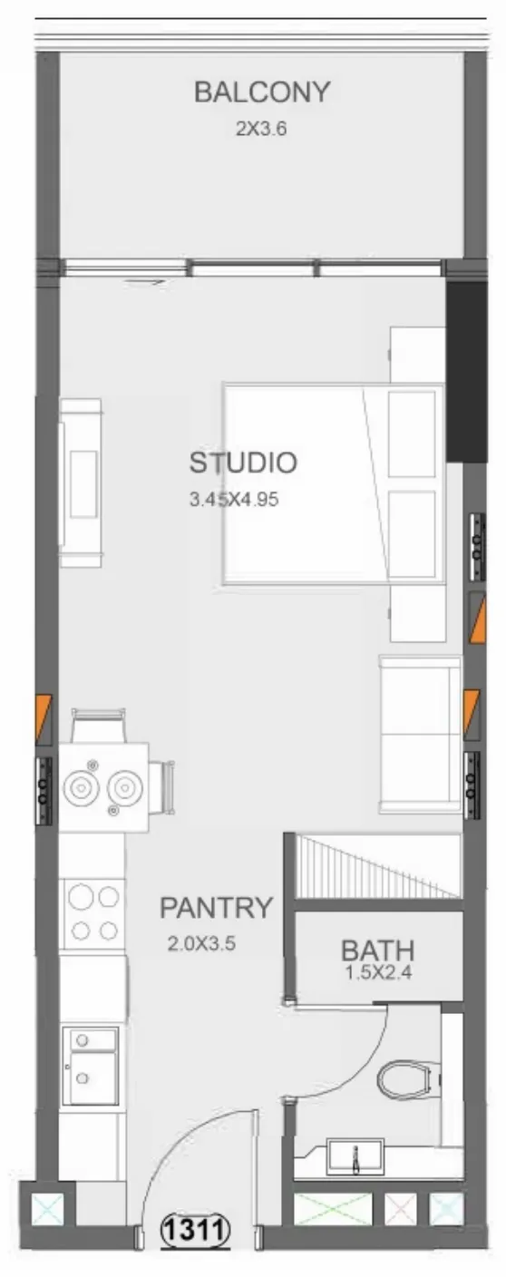 Floarea Oasis Studio floor plan, 425 sqft
