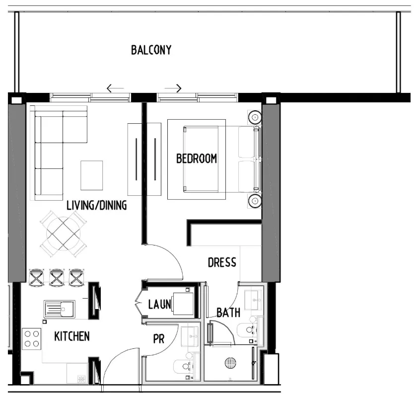 Chelsea Residences 1 Tower C 1 bed floor plan, 863 sqft
