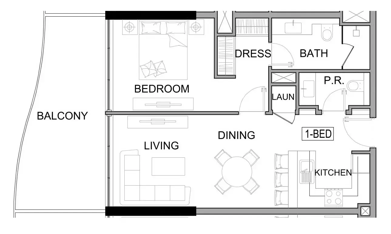 Damac Lagoons Views Phase 3 1 bed floor plan, 787 sqft