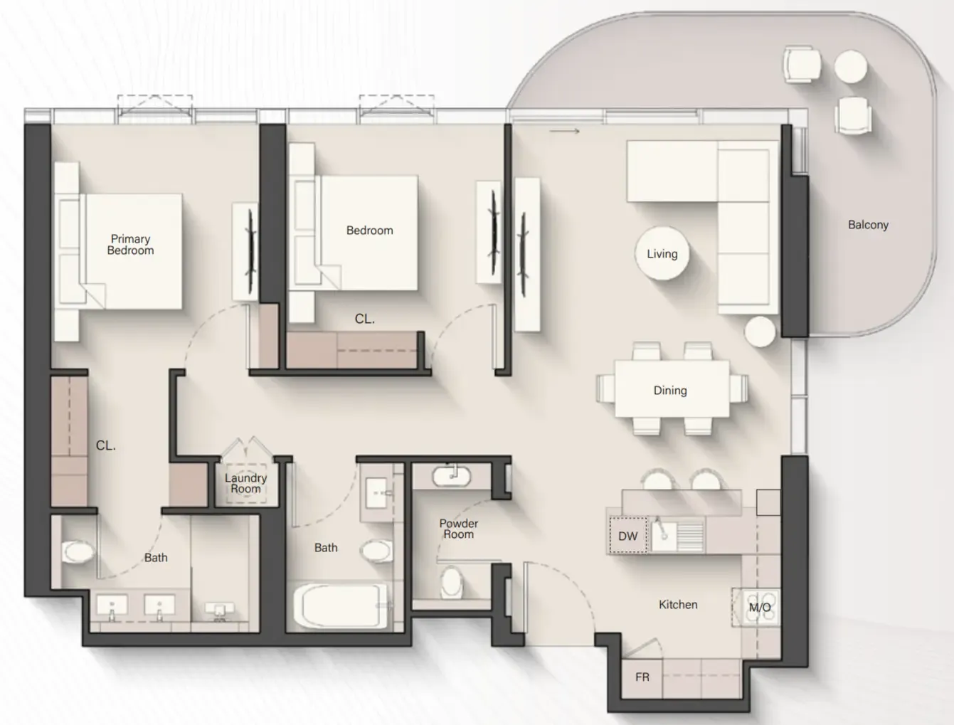 Portside Square 2 bed floor plan, 1,196 sqft