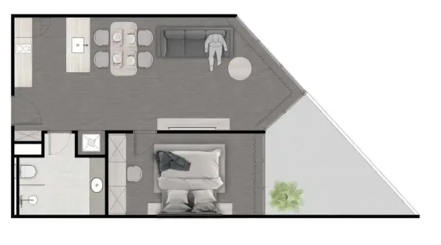 Next Point Condominium 1 bed floor plan, 764 sqft