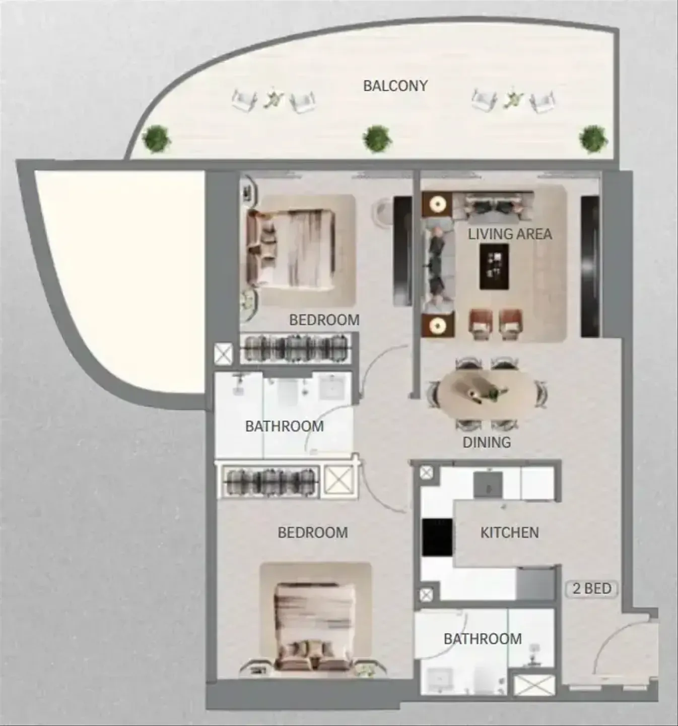Maybach Ultimate Luxury 2 bed floor plan, 980 sqft