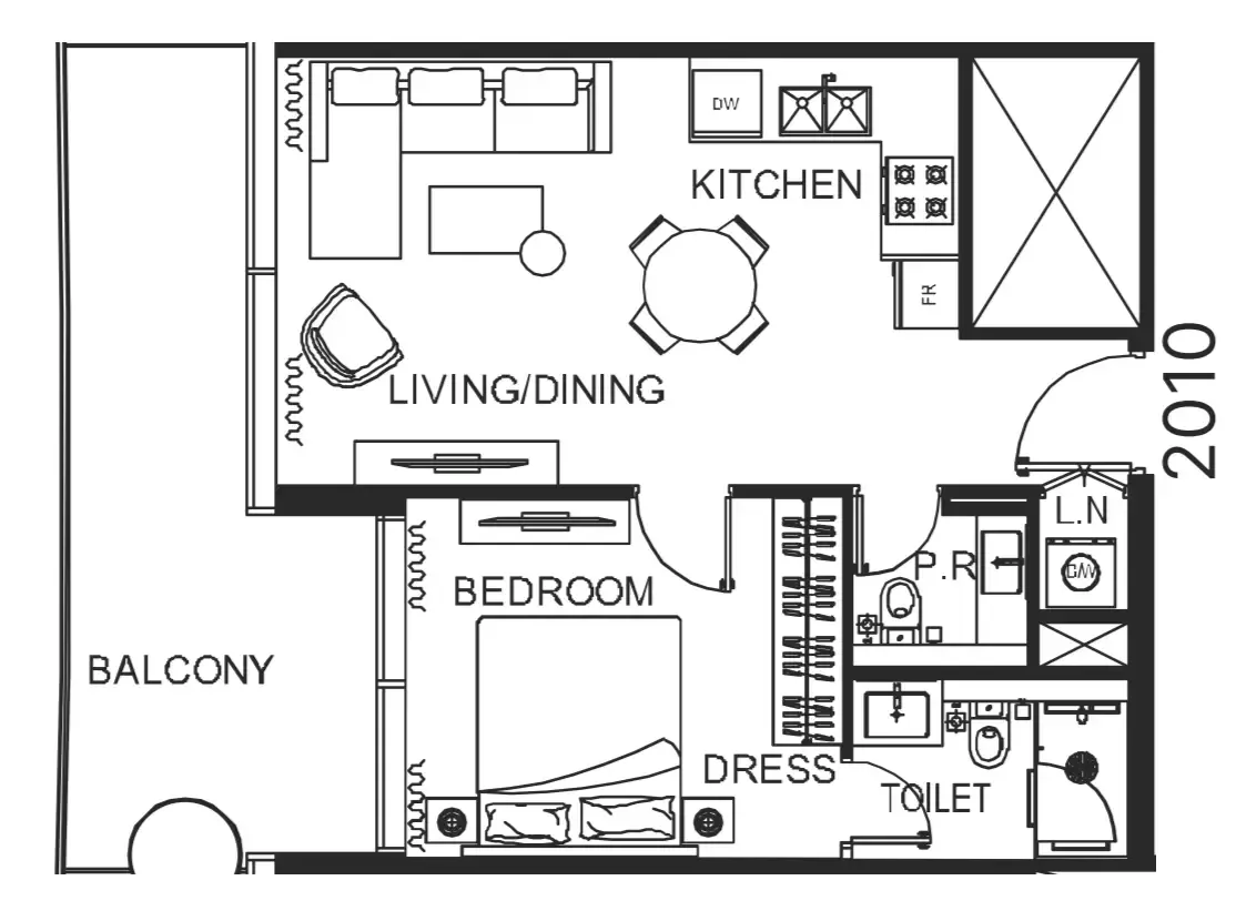 The WOW Tower 1 bed floor plan, 698 sqft
