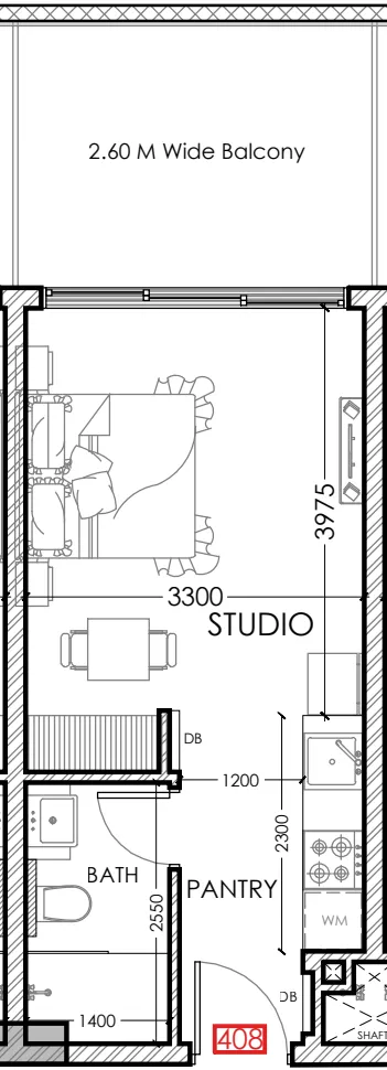 Al Haseen Residences 5 Studio floor plan, 372 sqft