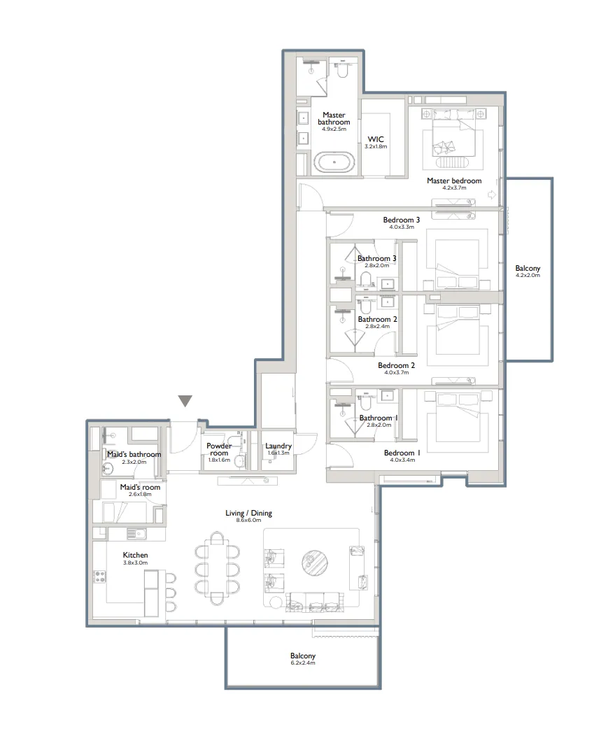 Serenia District East Residences 4 bed floor plan, 2,835 – 2,850 sqft