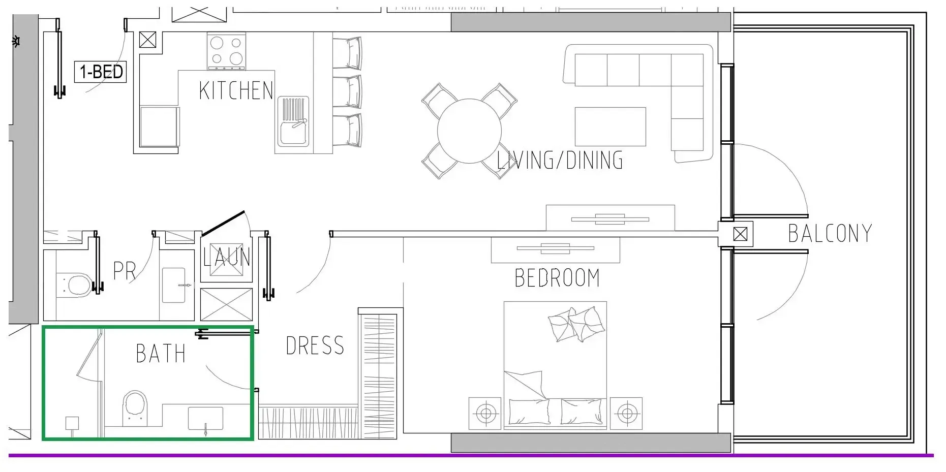 Damac Riverside Views 1 bed floor plan, 958 sqft