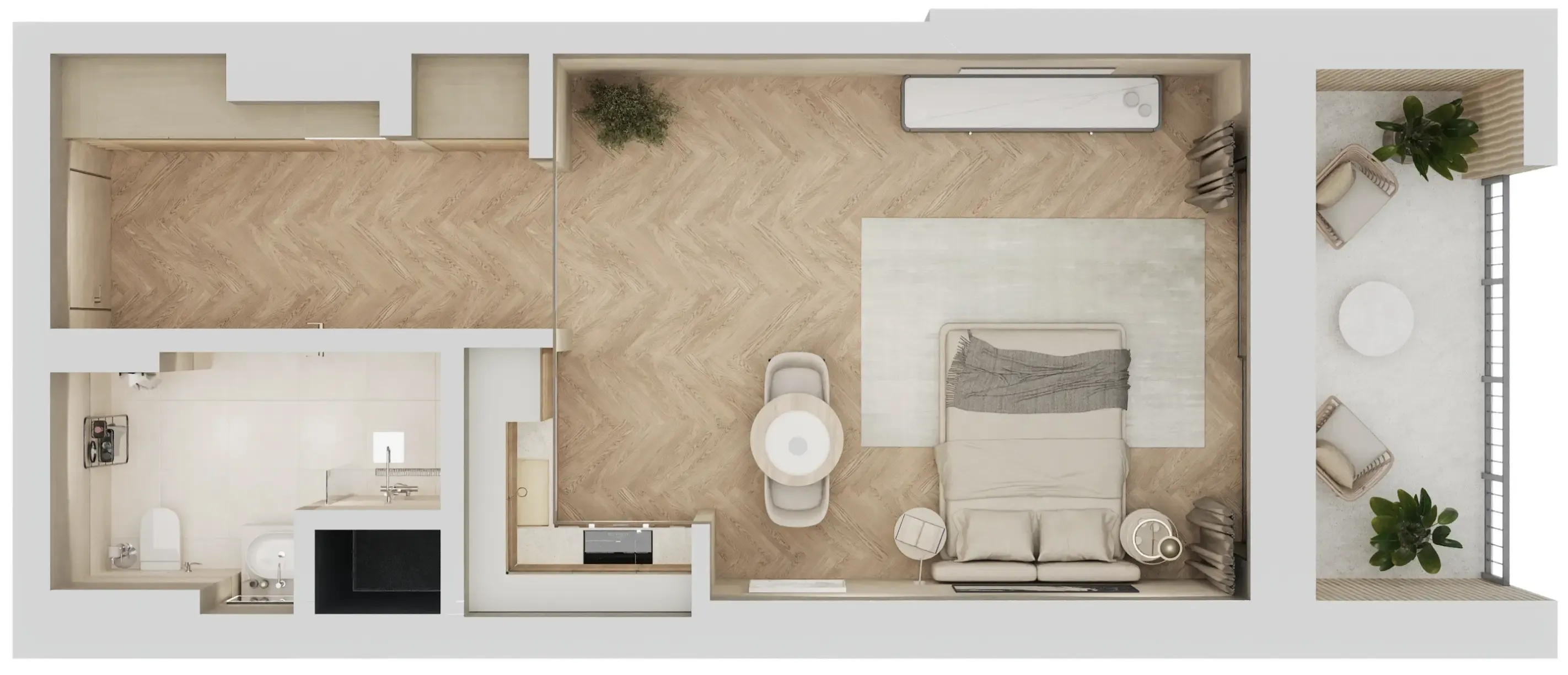 Arisha Terraces Studio floor plan, 449 sqft