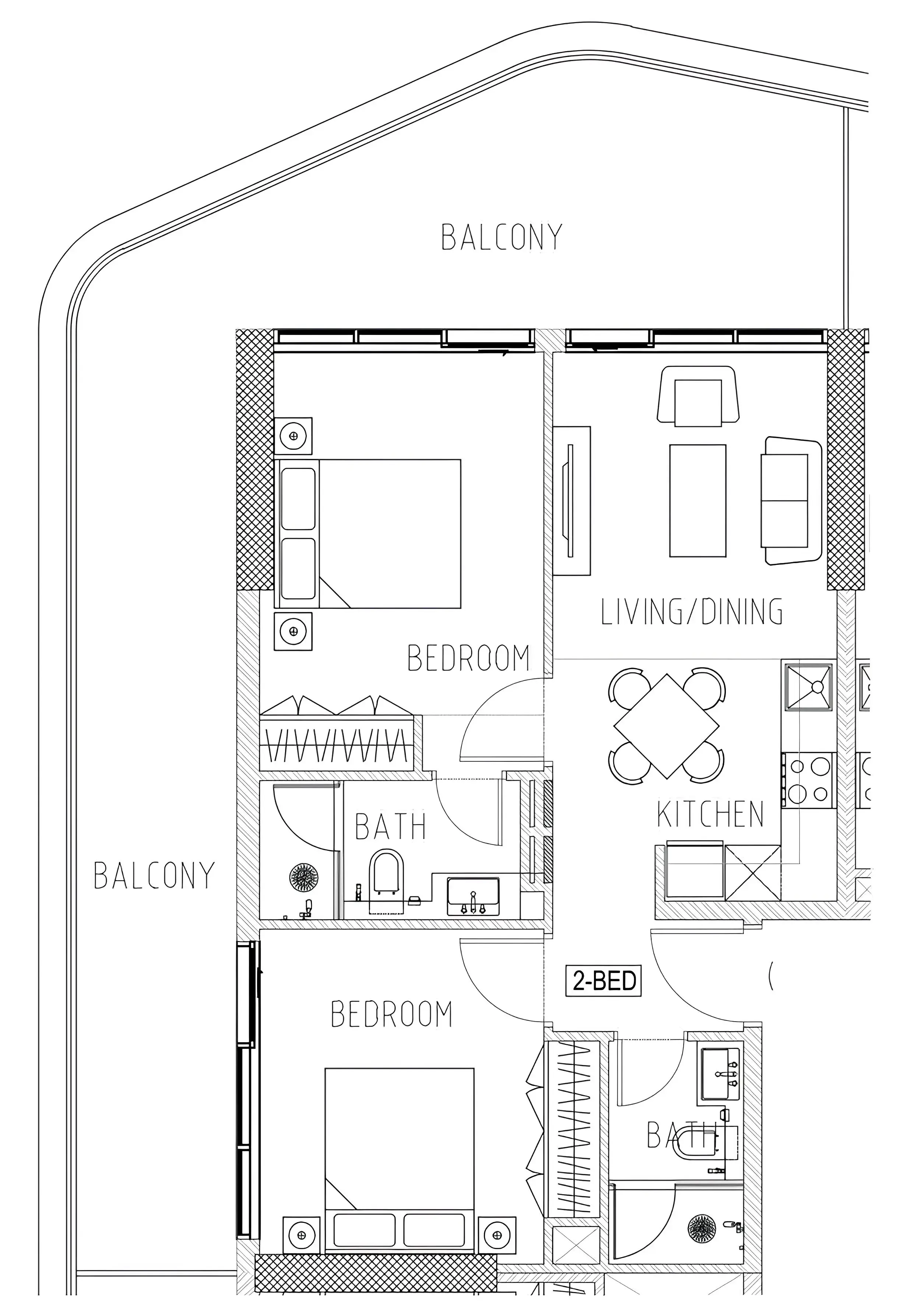 Elo 2 and 3 Damac 2 bed floor plan, 1,050 sqft