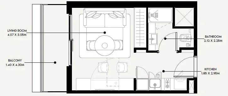 Azizi Sakandar Studio floor plan, 334 – 336 sqft